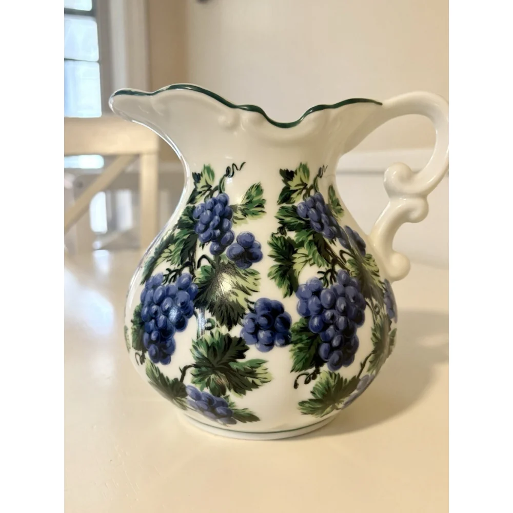 Vintage Grapevine Pitcher Smithsonian Cooper Hewitt Blue & White Country Cottage